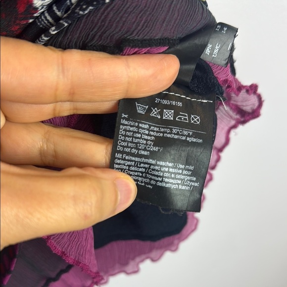 Taifun Multicoloured 3/4 Sleeve Ruffled Hem Graphic Blouse Size 14 - Picture 10 of 12